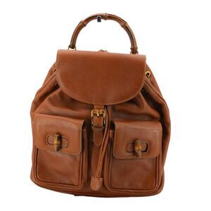 Gucci Leather Backpack Bamboo